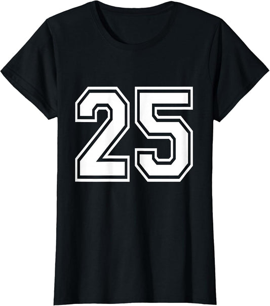 Number 25 Varsity Sports Team Jersey 25th Birthday 25 Years