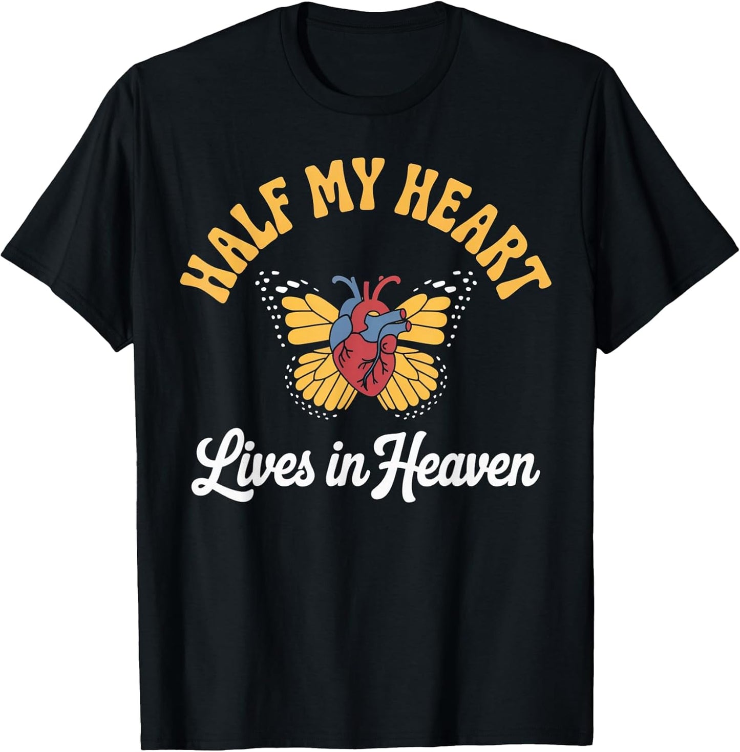 Half My Heart Lives Heaven Butterfly Memorial Husband Widow
