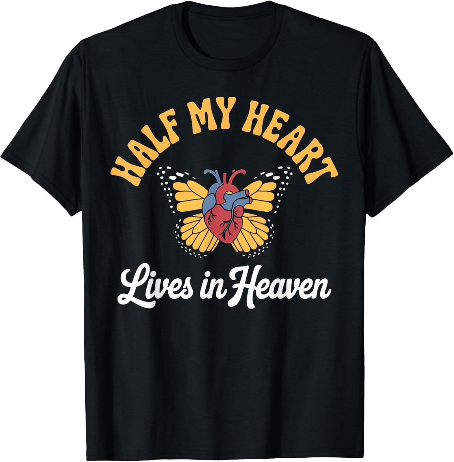Half My Heart Lives Heaven Butterfly Memorial Husband Widow