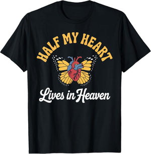 Half My Heart Lives Heaven Butterfly Memorial Husband Widow