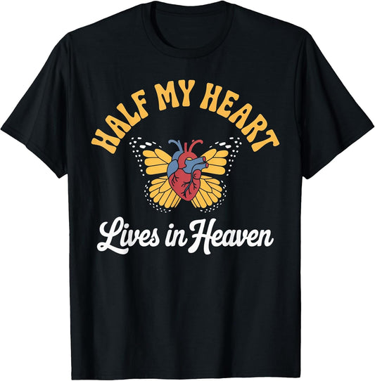 Half My Heart Lives Heaven Butterfly Memorial Husband Widow