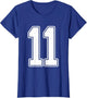 #11 White Outline Number 11 Sports Fan Jersey Style