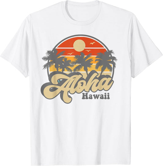 Aloha Hawaii Hawaiian Island Palm Surfboard Beach Surf Retro