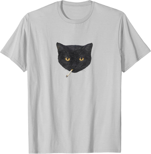 Black Cat Smoking a Cig Cigarette Cute