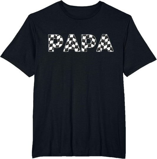 Checkered Race car Papa White Black Checkerboard Men Flag
