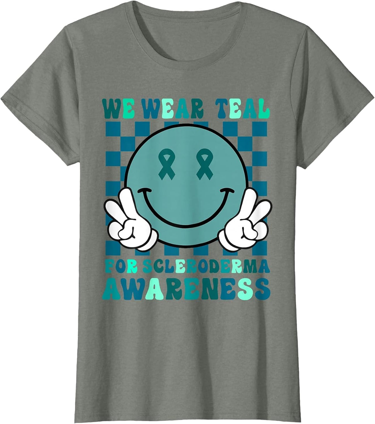 in June We Wear Teal Groovy Smile Face Scleroderma Awareness