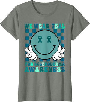 in June We Wear Teal Groovy Smile Face Scleroderma Awareness