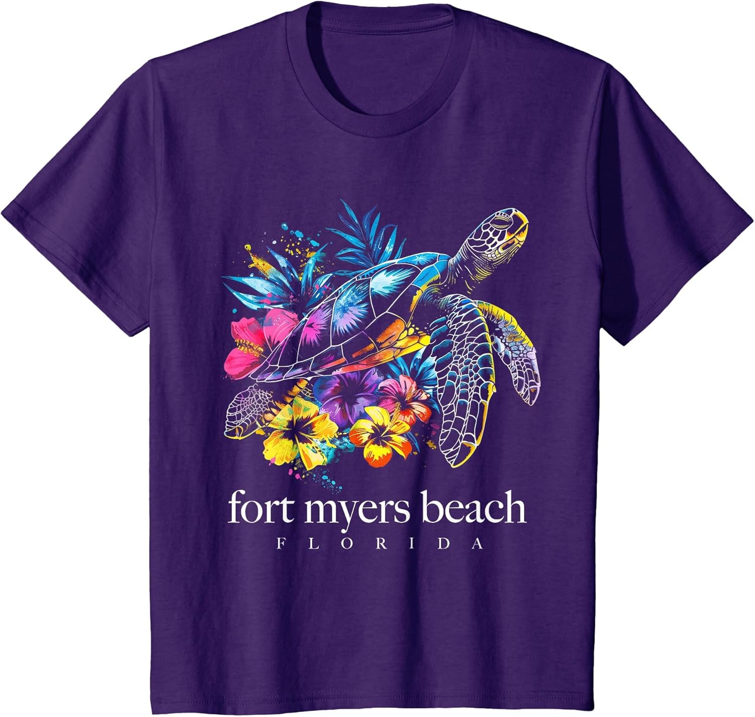 Fort Myers Beach Florida Sea Turtle Flowers Surfer Souvenir