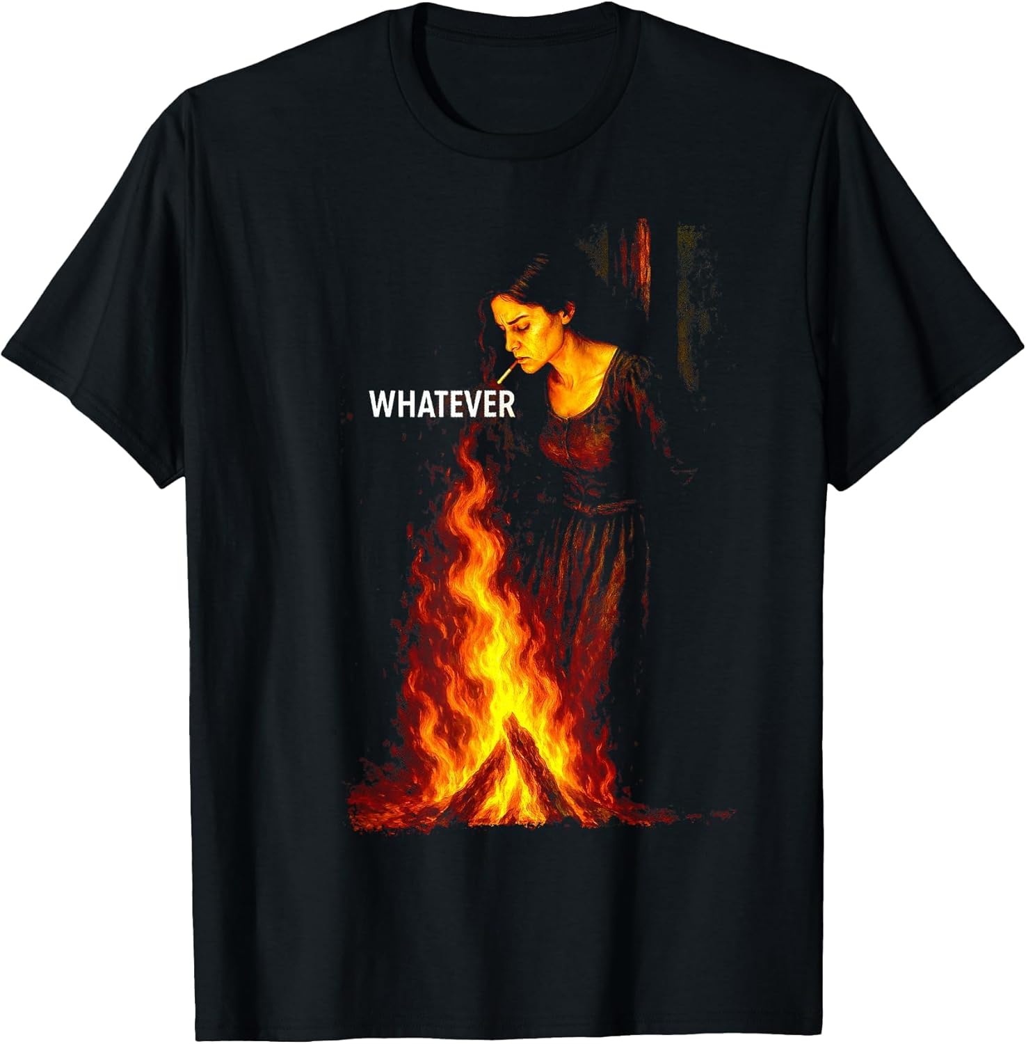 Burning Smoking Witch Pyre, Halloween Dark Humor Gothic