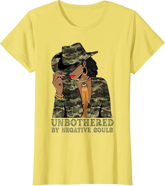 Unbothered Western Black Cowgirl Camo Camoflauge Afro Woman