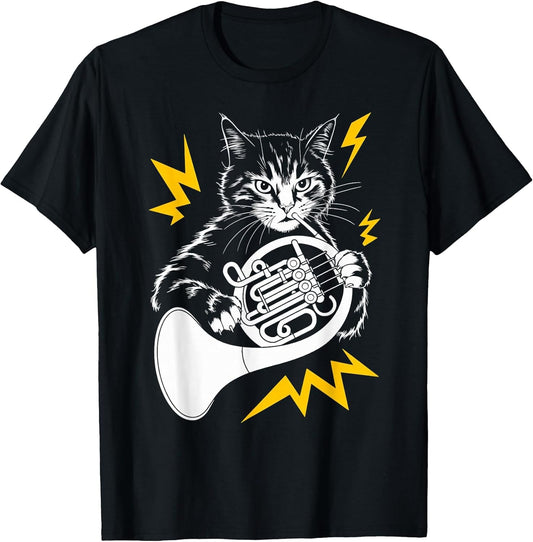 Musik Cat Playing French Horn Instrument on Cat Hornist