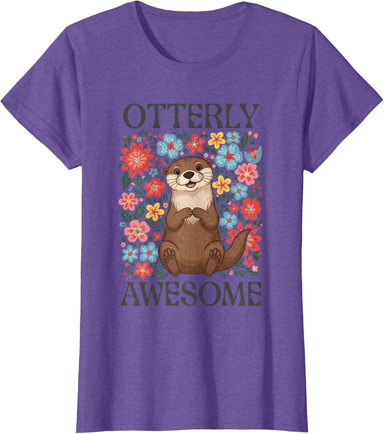 Otterly Awesome Cute Sea Otter Floral Flowers Funny Pun