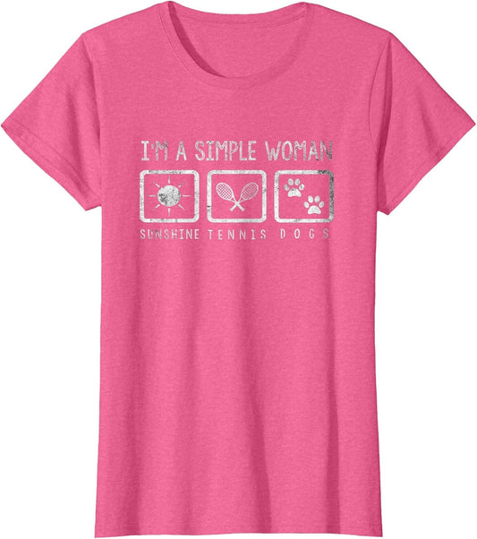 Sports Lover I'm A Simple Woman Sunshine Tennis Dogs