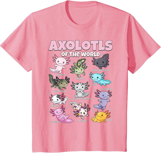 Axolotls of The World Kawaii Educational Graphic for Kids