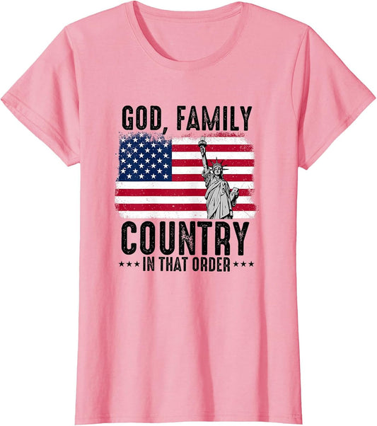 god Family Country in That Order American Flag Patriot USA