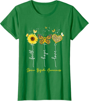 Spina Bifida Awareness Faith Hope Love Leopard Sunflower
