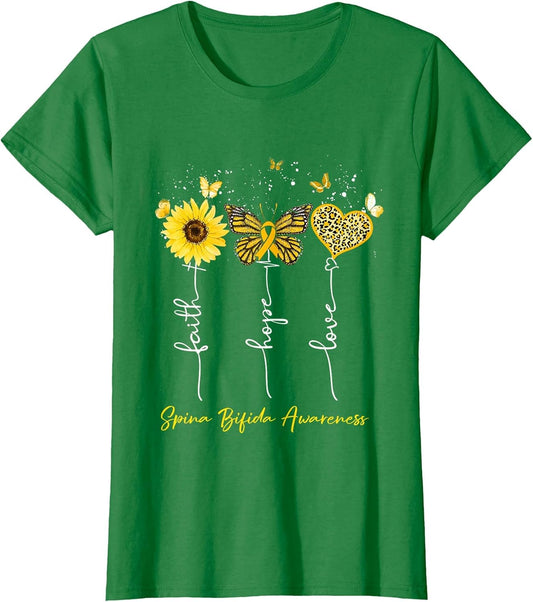 Spina Bifida Awareness Faith Hope Love Leopard Sunflower
