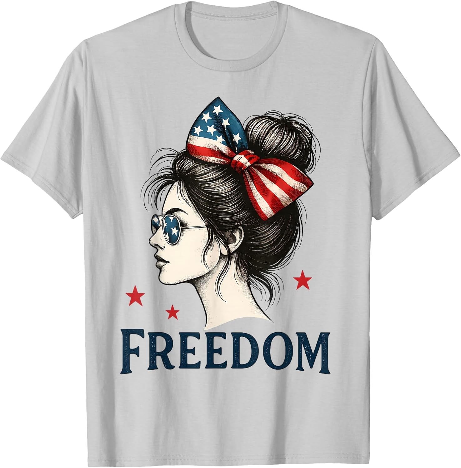 USA Flag Bow Messy Bun Girls Freedom American Flag Patriotic