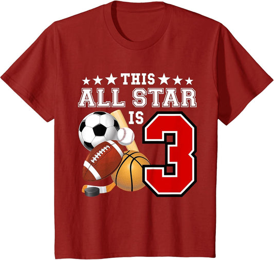Kids 3 Year Old Sports Star Birthday Party All Sport 3rd Gift