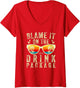 Women's Funny Cruise Blame It On The Drink Package Cruise Vacation V-Neck