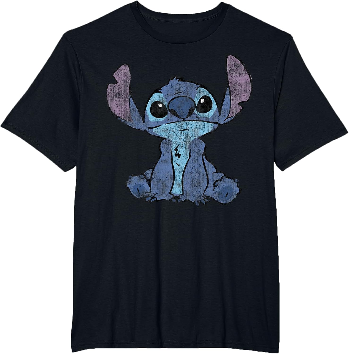 Disney Lilo & Stitch Distressed Stitch Portrait , Men's Big and Tall, Black, 6X Tall