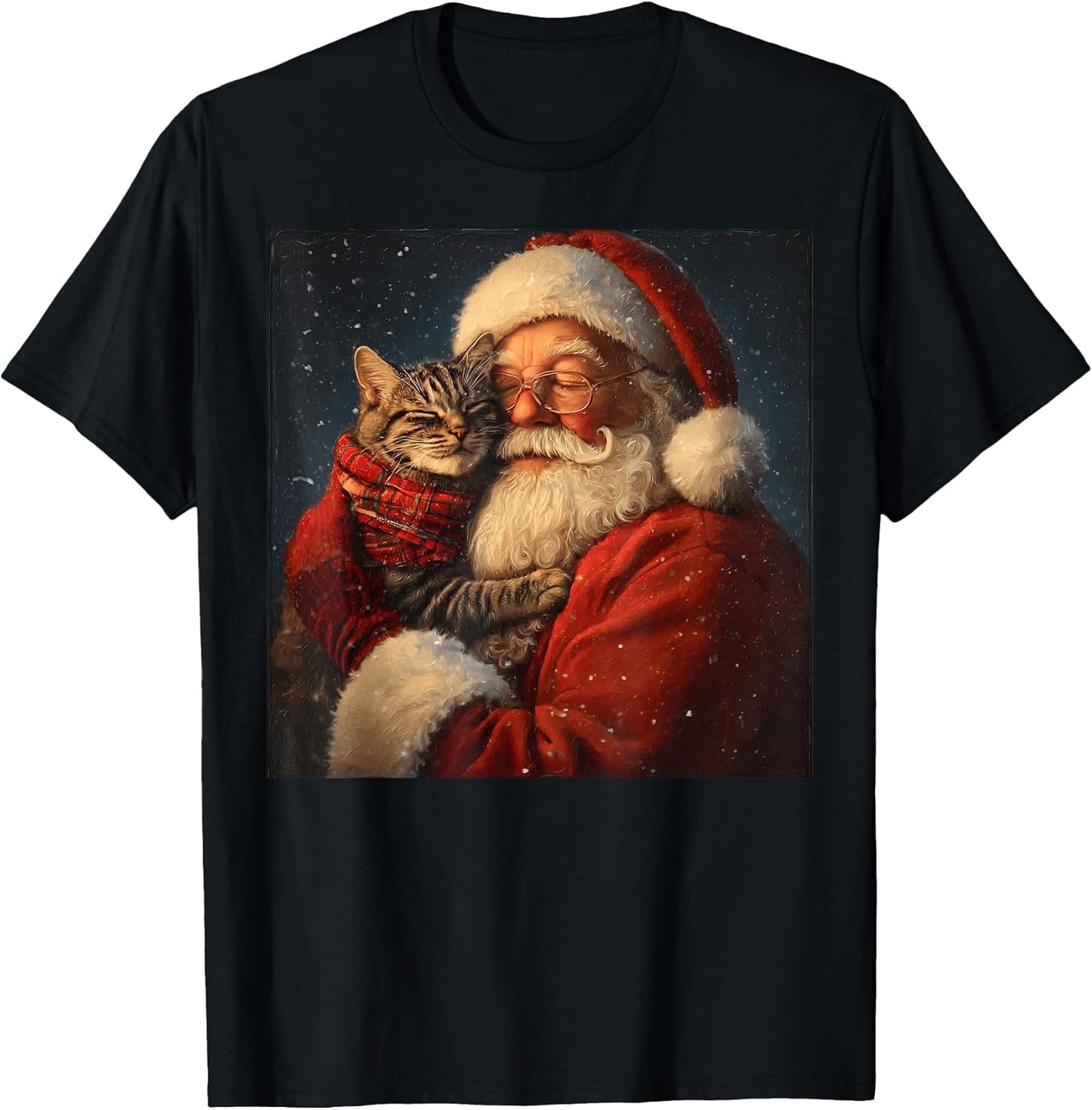 Santa Claus Hugs Kitten Cat Christmas Pajama Cute Cat Lover