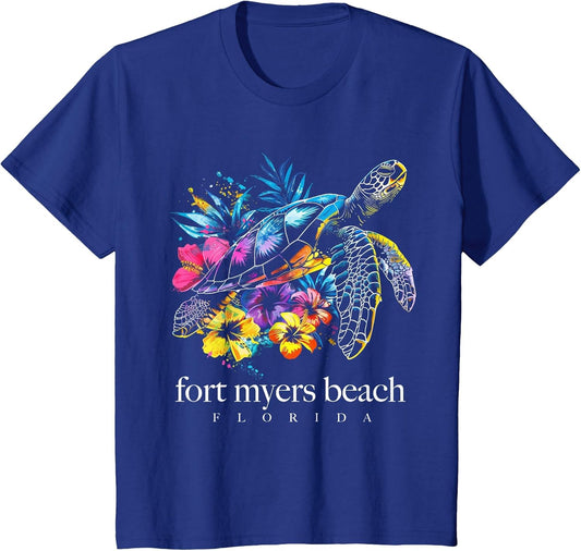 Fort Myers Beach Florida Sea Turtle Flowers Surfer Souvenir