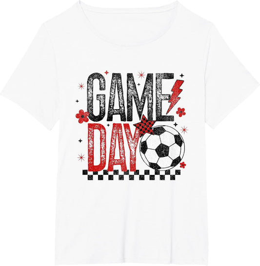 Game Day Retro Soccer Season Checkered Black & Red
