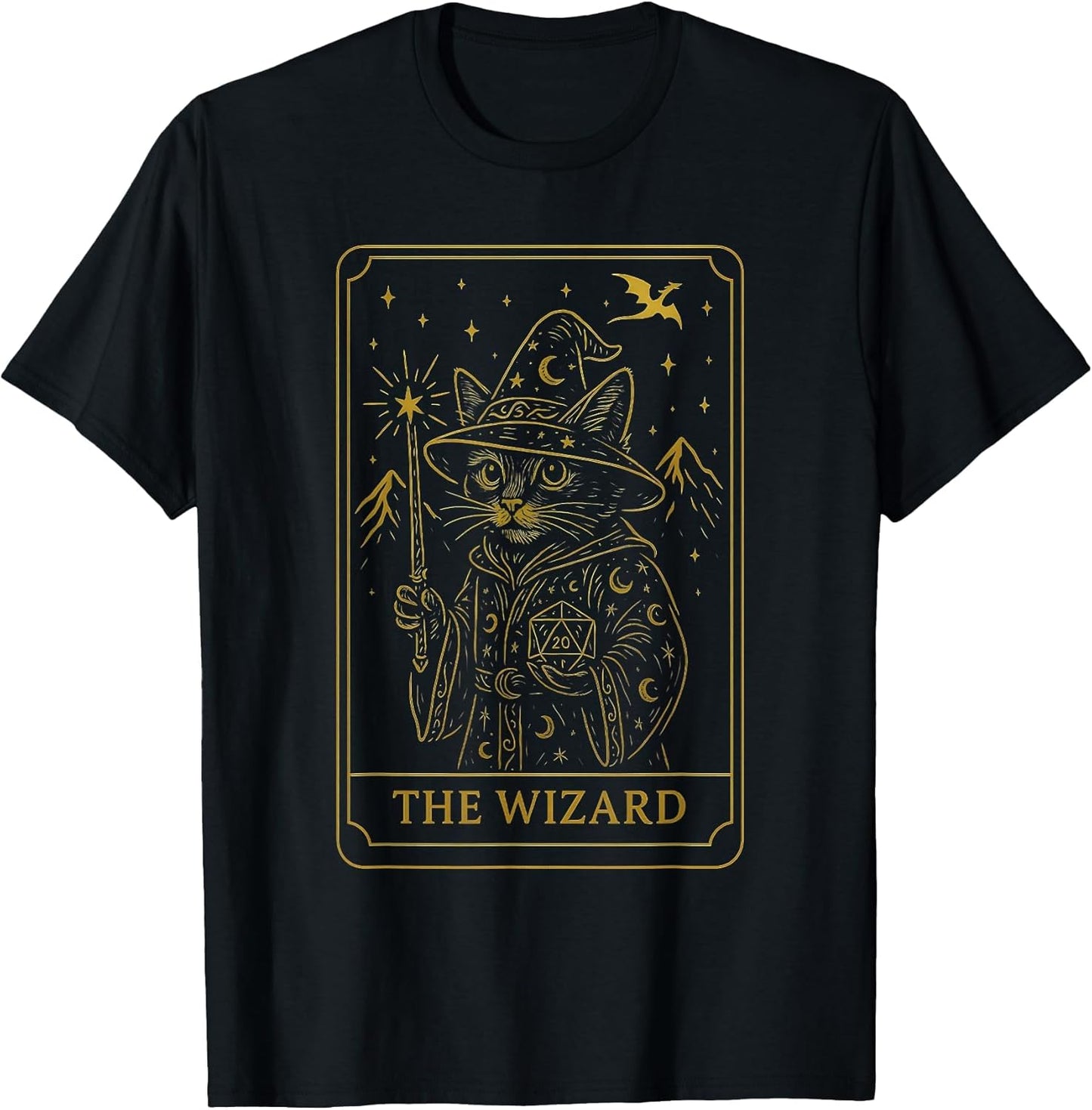 RPG Gamer Wizard D20 Dice Nerdy Geek Cat Men Women Kids