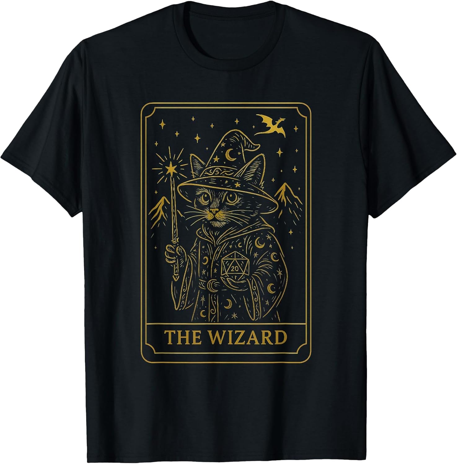 RPG Gamer Wizard D20 Dice Nerdy Geek Cat Men Women Kids
