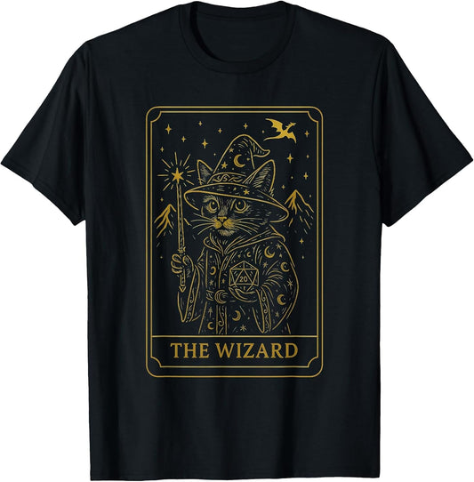 RPG Gamer Wizard D20 Dice Nerdy Geek Cat Men Women Kids