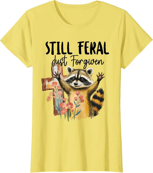 Vintage Still Feral Just Forgiven Cross Raccoon Christian