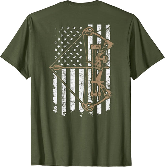 Camo USA Flag Archery Compound Bow - Bow Hunter (ON Back)