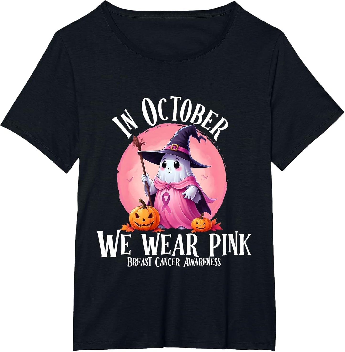 in October We Wear Pink Halloween Breast Cancer Awareness