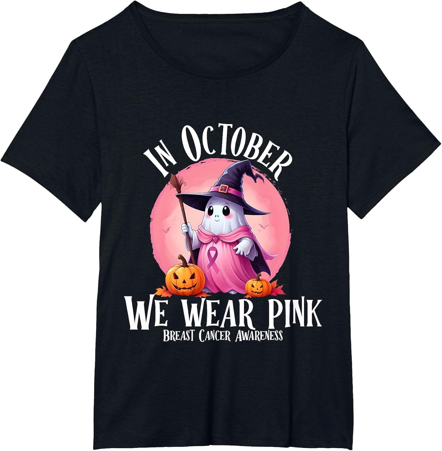 in October We Wear Pink Halloween Breast Cancer Awareness