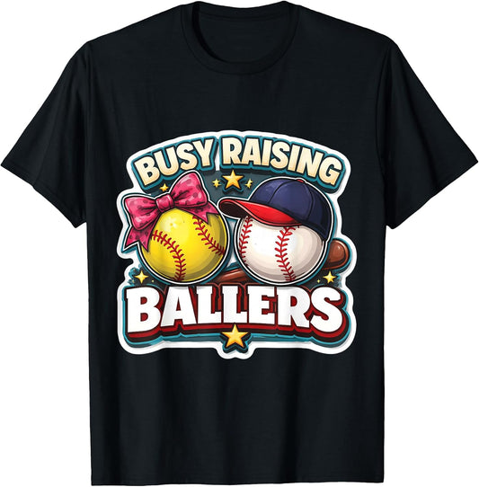 Busy Raising Ballers Softball Baseball Father Dad Kids Daddy
