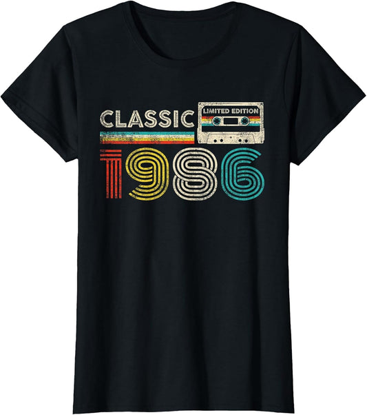 Classic 1986 Vintage 1986 Cassette Tape Men Women Birthday