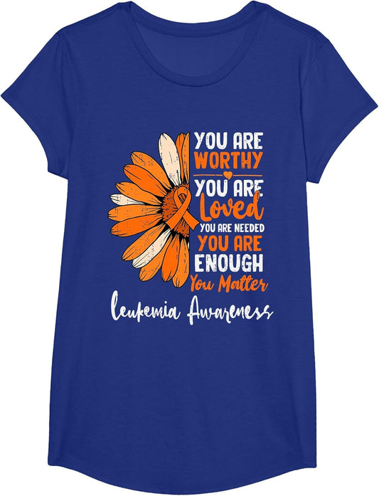 Motivational Leukemia Awareness Sunflower Ribbon Orange