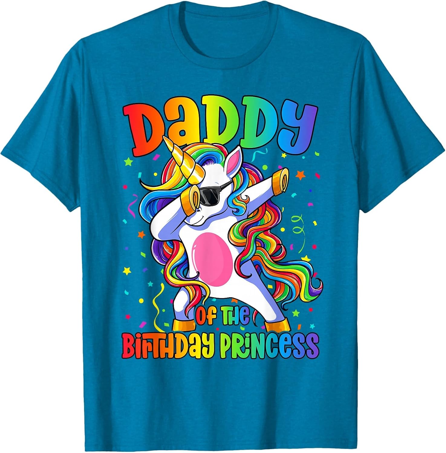 Dad of The Birthday Princess Shirt Men Dab Unicorn Dad