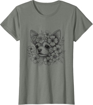 Floral Dog Chihuahua Flower Design for Girls and Women