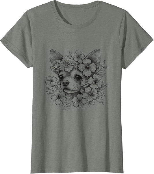 Floral Dog Chihuahua Flower Design for Girls and Women