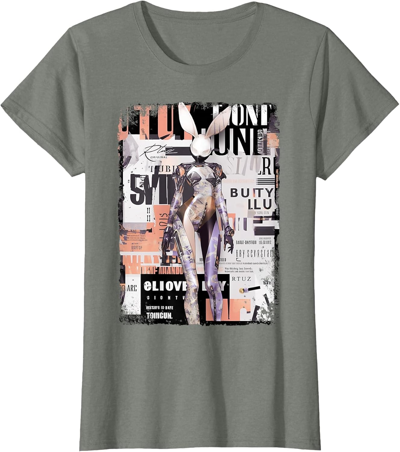 Y2K Streetwear Vintage Girl Bunny Collage Sexy Model Pin-Up