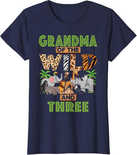 3rd Birthday Zoo Safari Jungle Grandma of The Wild and Three