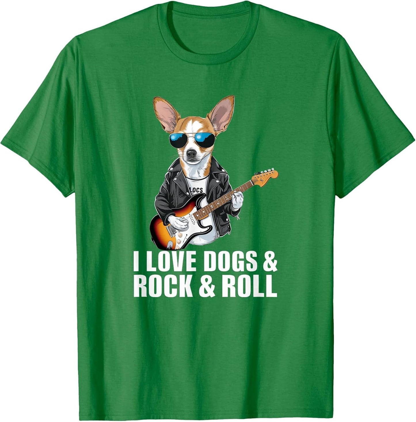 I Love Dogs & Rock & Roll Chihuahua Playing Electric Guitar