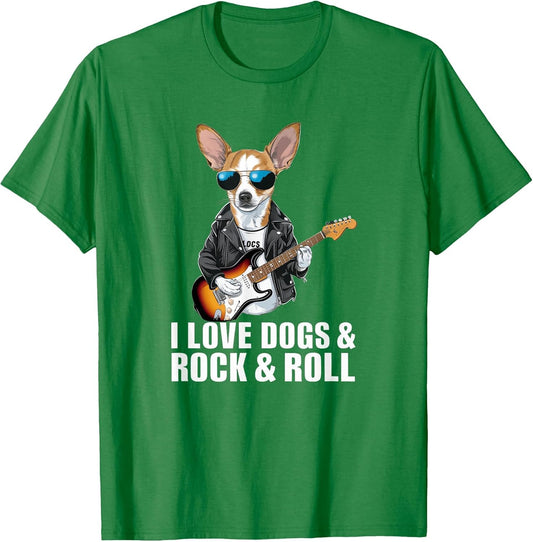 I Love Dogs & Rock & Roll Chihuahua Playing Electric Guitar