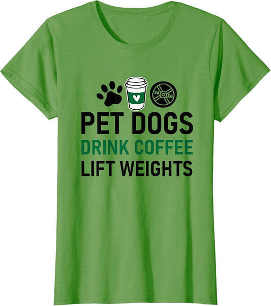 Pet Dogs Drink Coffee Lift Weights Funny Gym Workout