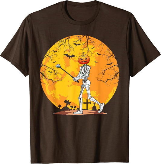 Pumpkin Skeleton Golf Halloween Golfing Golfer