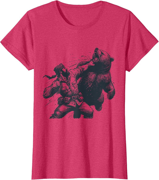 Bear Funny Man Punching Bear Retro Vintage Hunting Camping