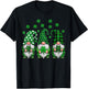 Three Gnomes Holding Green Shamrock Clover St Patrick's Day