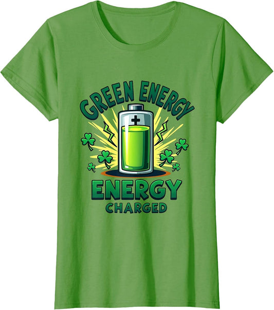 Green Energy Battery Charged St Patricks Design